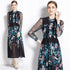 Gorgeous Floral Vintage Women's Maxi Dress, Mock Neck, Ruffled Trim, Long Sleeves, Chiffon Party, Cocktail, Festive Vestidos